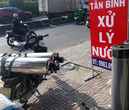 Loc nuoc gieng inox 220 van 3 nga di Binh Phuoc